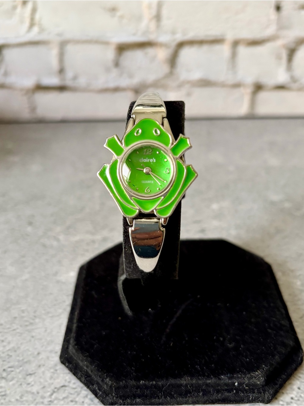 Claire's Neon Green Frog Bangle Watch